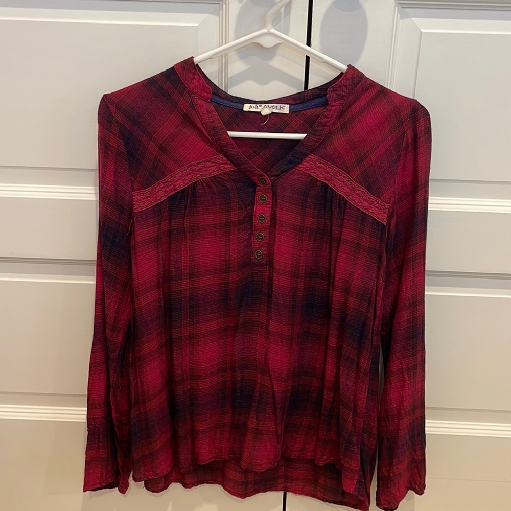 Long Sleeve Maroon Flannel